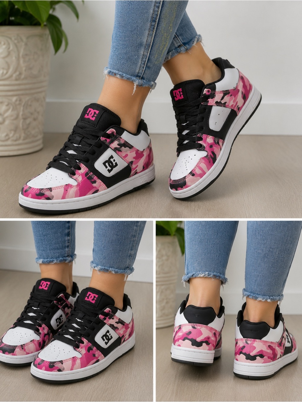 DC womens Pink Camo High-Top Skate Sneakers